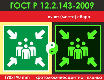 E21 пункт (место) сбора (фотолюминесцентная пленкаГОСТ 34428-2018,  200х200 мм) - Знаки безопасности - Фотолюминесцентные знаки - ohrana.inoy.org