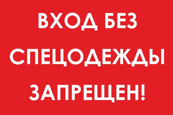 И39 Вход без спецодежды запрещен! (пластик, 300х400 мм) - Знаки безопасности - Знаки и таблички для строительных площадок - ohrana.inoy.org