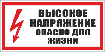 S19 высокое напряжение. опасно для жизни (пленка, 300х150 мм) - Знаки безопасности - Вспомогательные таблички - ohrana.inoy.org